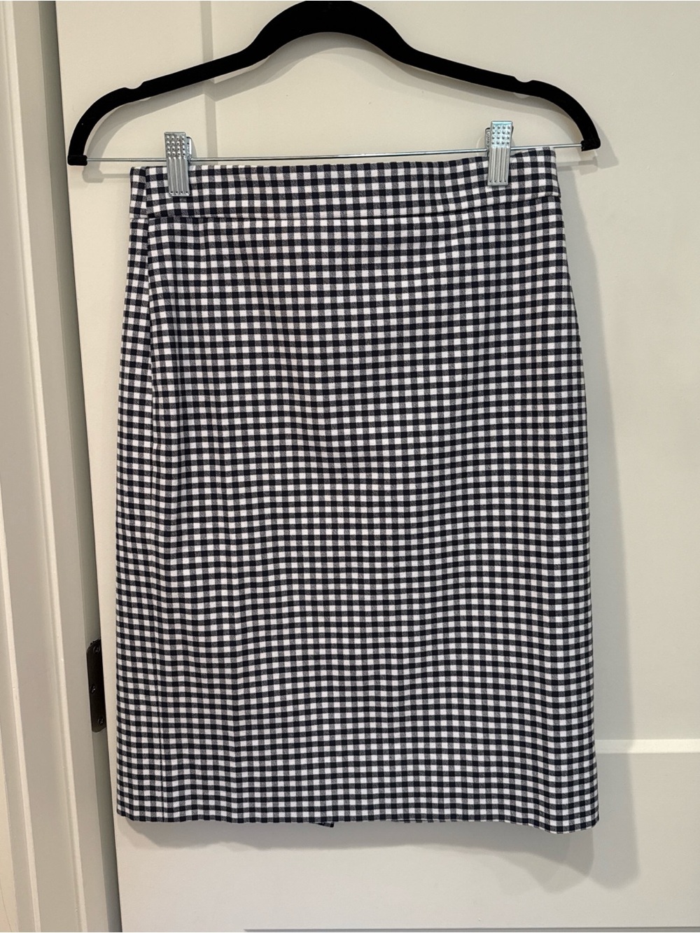 J. Crew Navy & White Gingham Pencil Skirt